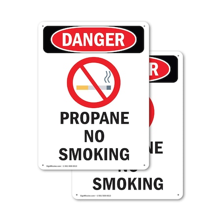 Signmission Propane No Smoking Danger Sign, Aluminum, 10in W x 14in L, 2PK OS-2PACK-DS-A-1014-V-1540